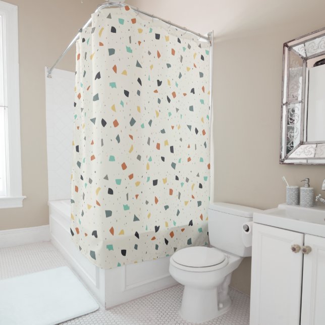 Terrazzo Tile Confetti Modern Style Earth Tones Duschvorhang (Beispiel)