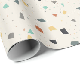 Terrazzo Tile Confetti Modern Style Earth Tones Geschenkpapier