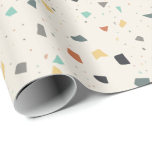 Terrazzo Tile Confetti Modern Style Earth Tones Geschenkpapier