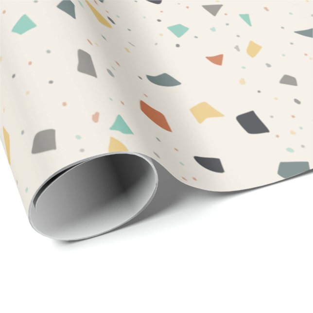 Terrazzo Tile Confetti Modern Style Earth Tones Geschenkpapier (Rolleneckpunkt)