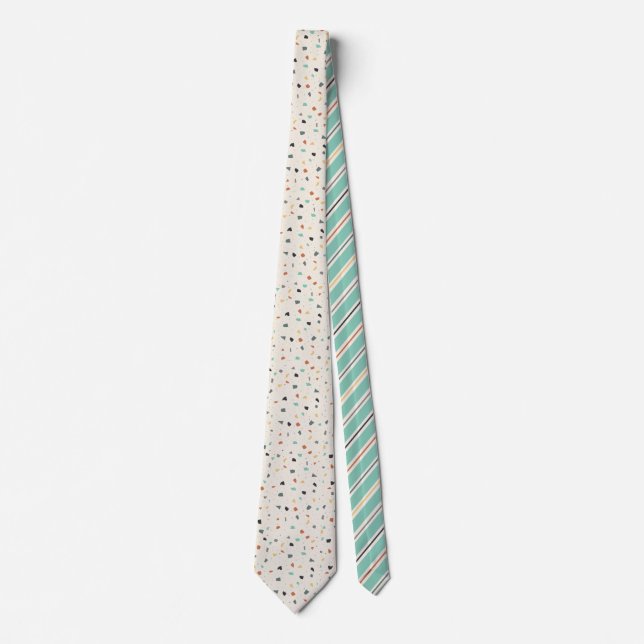 Terrazzo Tile Confetti Modern Style Earth Tones Krawatte (Vorderseite)