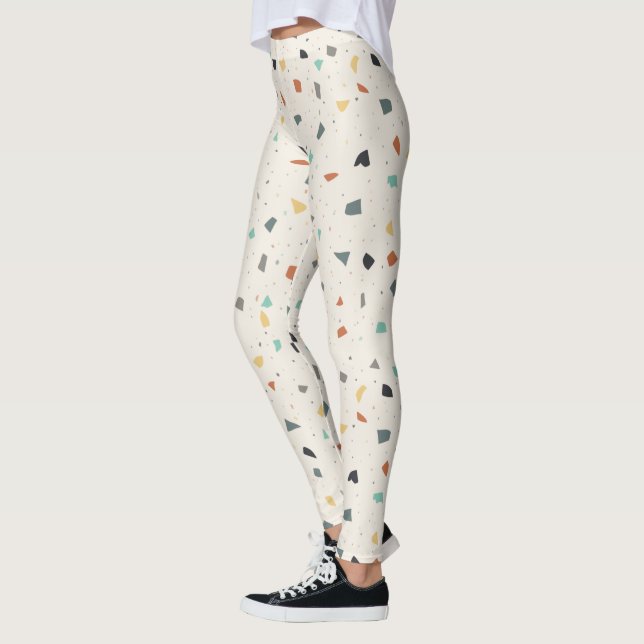 Terrazzo Tile Confetti Modern Style Earth Tones Leggings (Links)