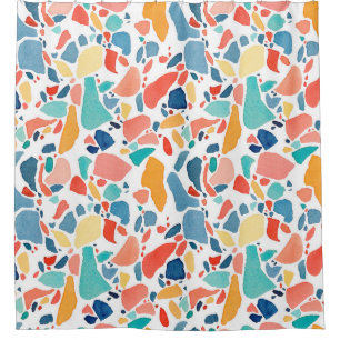 Terrazzo Wasserfarbe: farbenfrohe, nahtlose Muster Duschvorhang