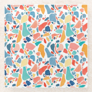 Terrazzo Wasserfarbe: farbenfrohe, nahtlose Muster Glasuntersetzer