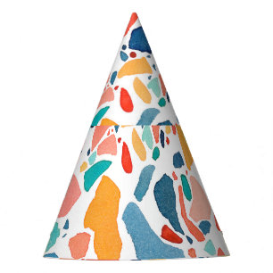 Terrazzo Wasserfarbe: farbenfrohe, nahtlose Muster Partyhütchen