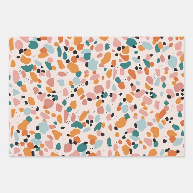 Terrazzo Wrapping Paper Geschenkpapier Set (Vorderseite)
