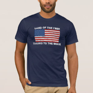 Terre affligée de drapeau des USA du T-shirt libr