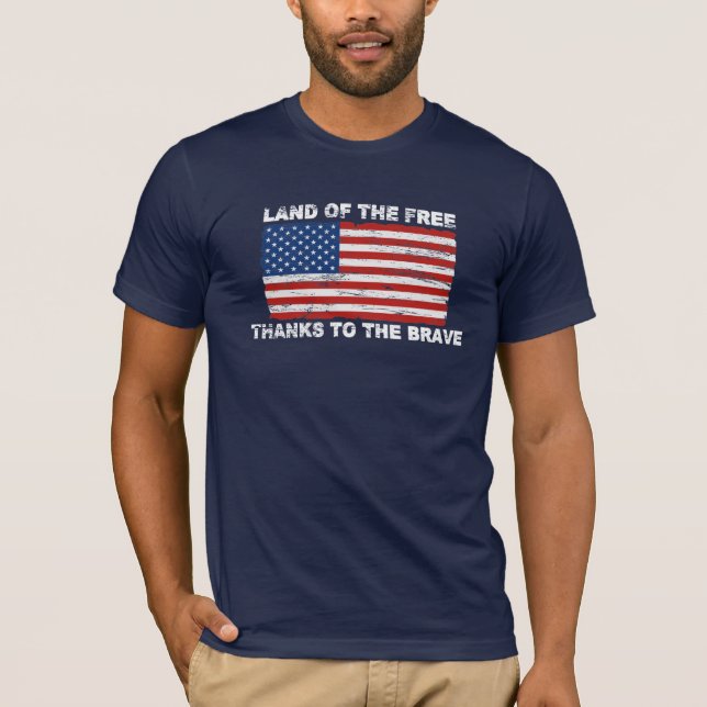 Terre affligée de drapeau des USA du T-shirt libre (Devant)