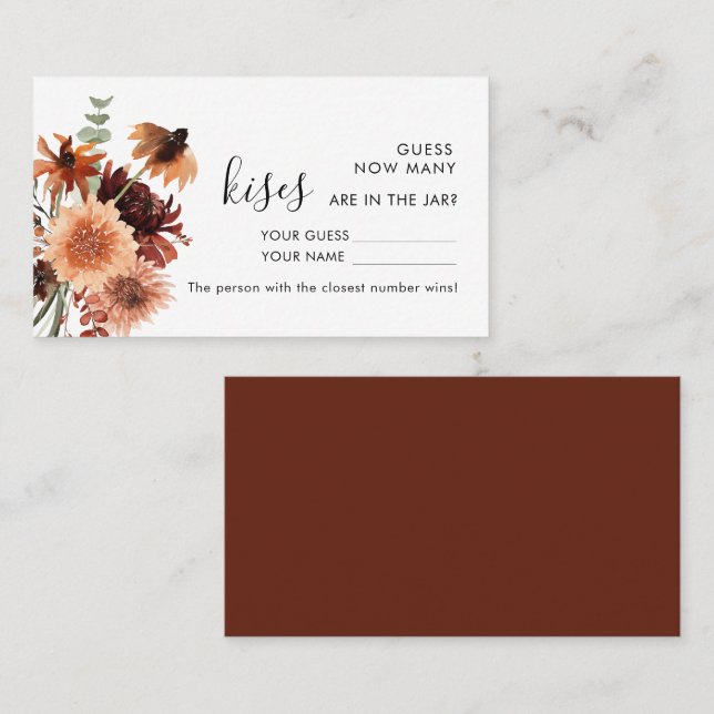 Terre cuite | Combien de baisers Mariage carte de  (Devant / Derrière)