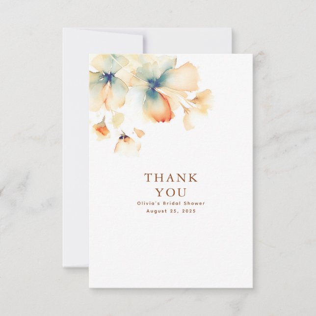 Terre cuite et carte de remerciement florale bleu  (Devant)