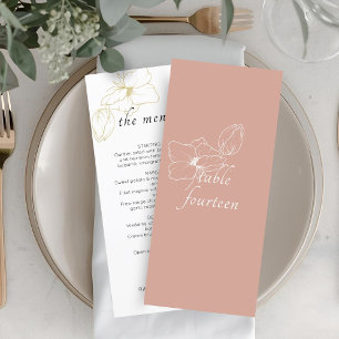 Terre cuite rose Menu plat Mariage floral chic