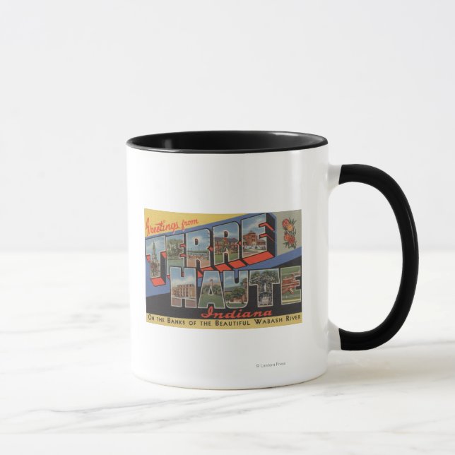 Terre Haute, Indiana - Große Buchstabenszenen Tasse (Rechts)