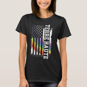 Terre Haute United Staaten Distressed Rainbow w US T-Shirt
