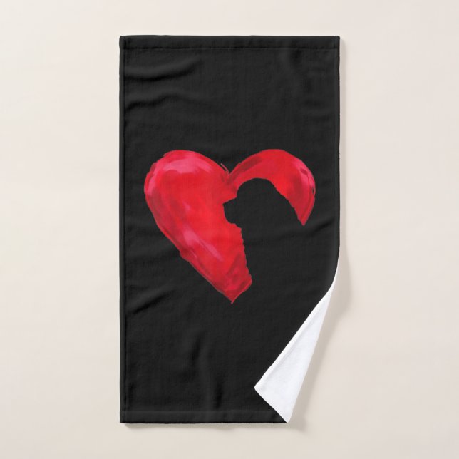 Terre-Neuve |silhouette valentines cadeau de jour (Serviette à main)