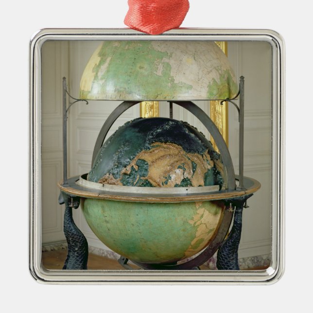 Terrestrische und himmlische Kugel Silbernes Ornament (Vorne)