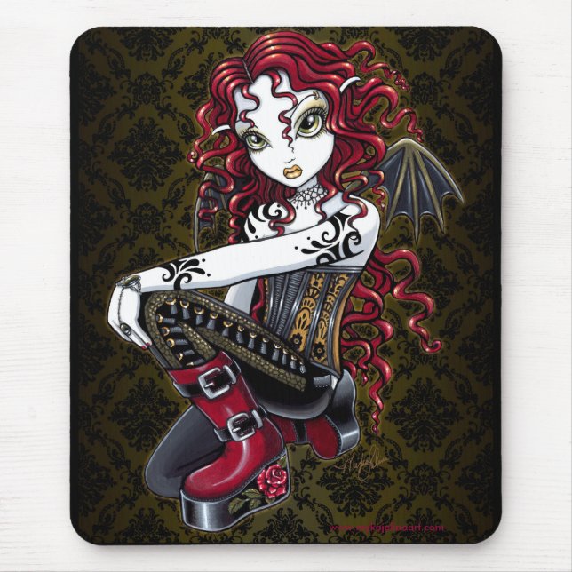 "Terri" gotische Rosen-Tätowierungs-feenhafte Mousepad (Vorne)