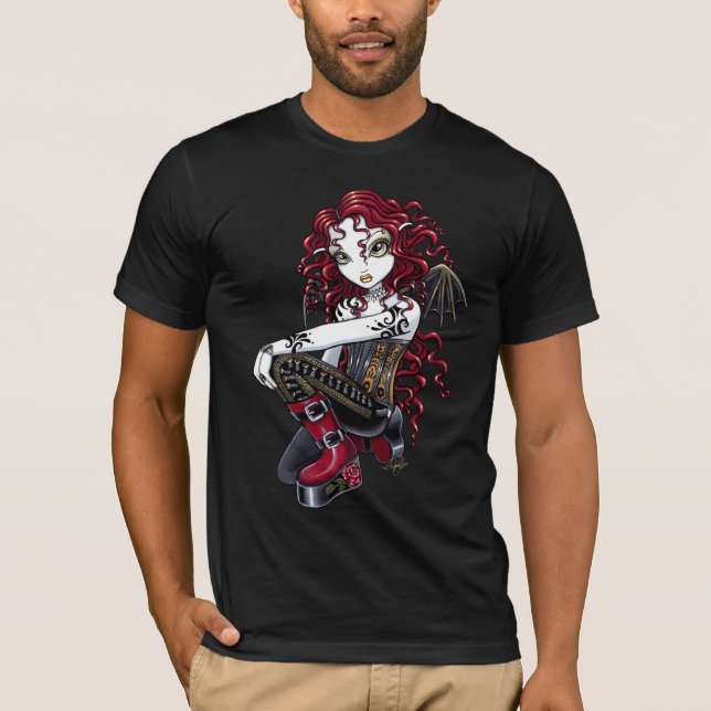 "Terri" gotische Rosen-Tätowierungs-feenhafte T-Shirt (Vorderseite)