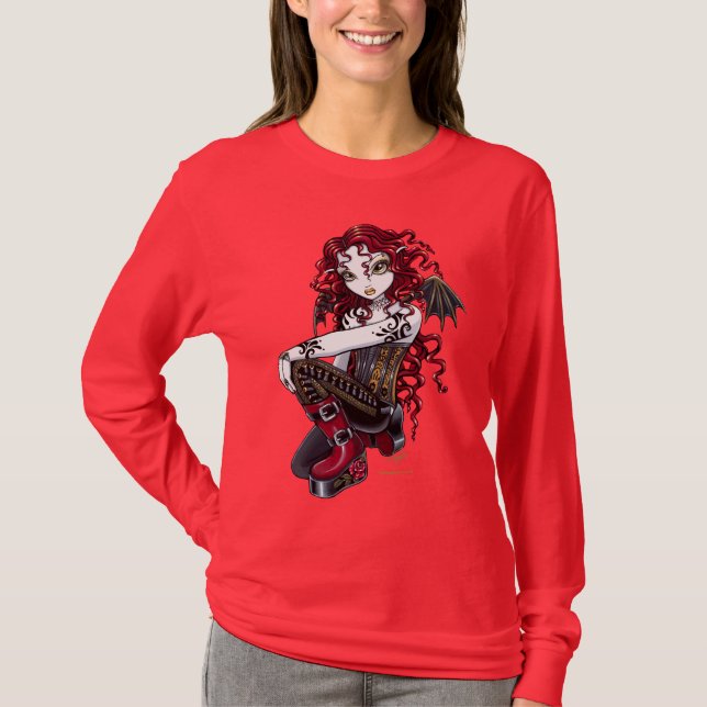 "Terri" gotische Rosen-Tätowierungs-feenhafte T-Shirt (Vorderseite)