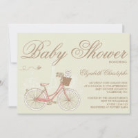 Terrier auf einem rosa Fahrrad Baby Dusche Einladu