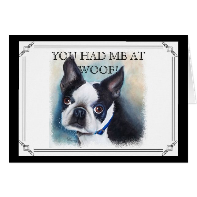 TERRIER BOSTON NOIR ET BLANC (Devant horizontal)