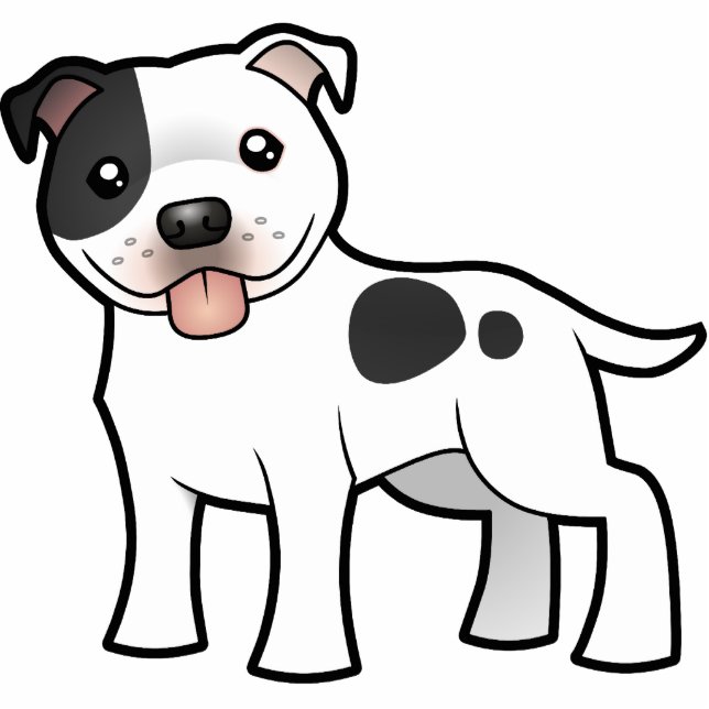 Terrier Cartoon-Staffordshires Stier Fotoskulptur Magnet (Vorne)