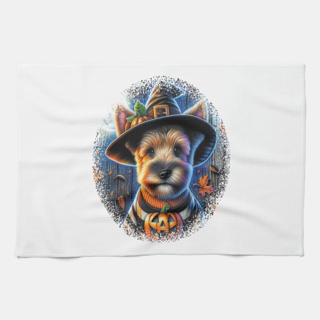 Terrier Dog Halloween Geschirrtuch (Horizontal)
