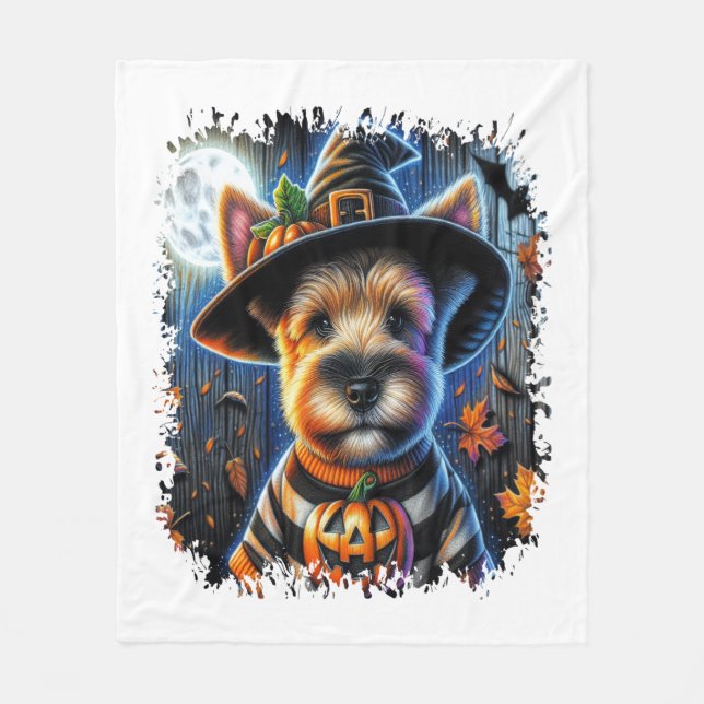 Terrier Dog Halloween Square Fleecedecke (Vorderseite)