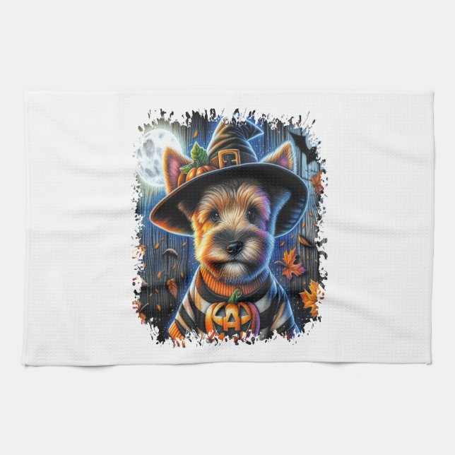 Terrier Dog Halloween Square Geschirrtuch (Horizontal)