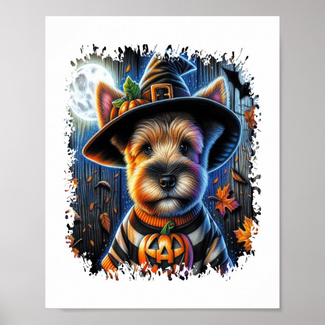 Terrier Dog Halloween Square Poster (Vorne)