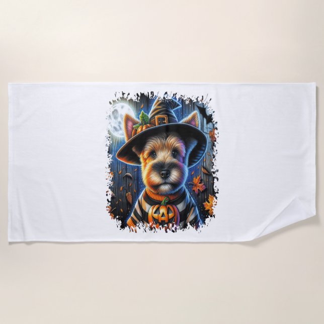 Terrier Dog Halloween Square Strandtuch (Vorderseite)