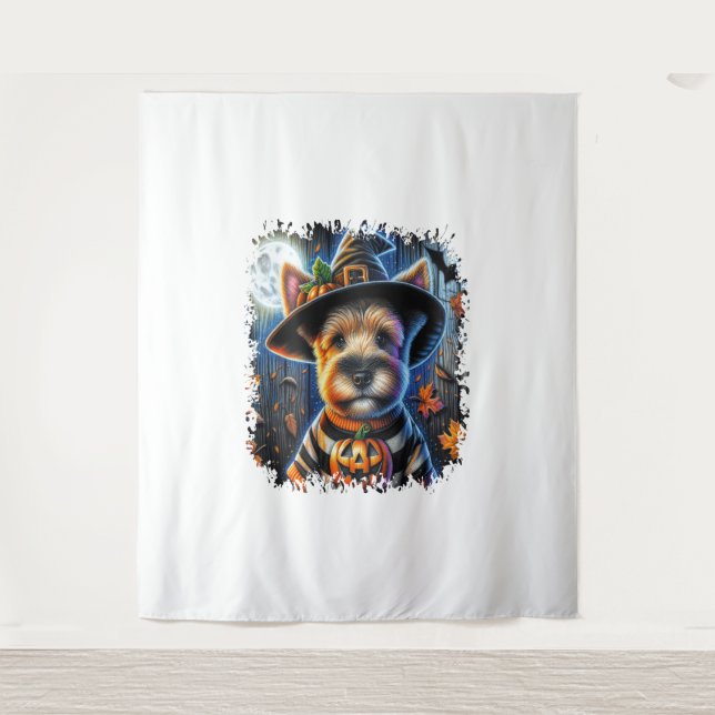 Terrier Dog Halloween Square Wandteppich (Vorderseite)
