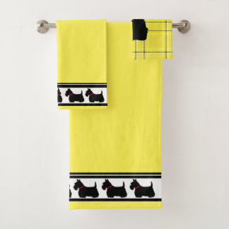 Térrier écossais/collier rouge/écossais jaune/bord