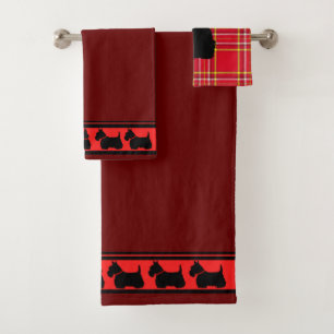 Terrier écossais/collier rouge/plaid rouge/fronti