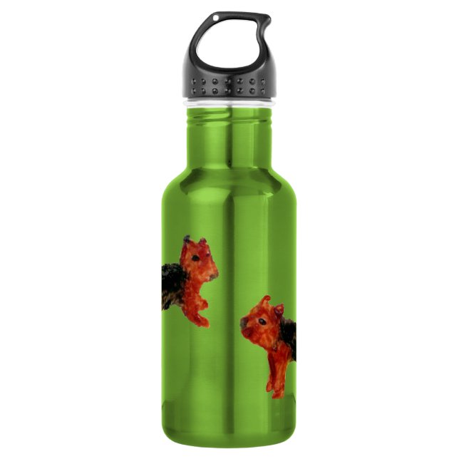 Terrier Fun Dog Art Edelstahlflasche (Vorderseite)