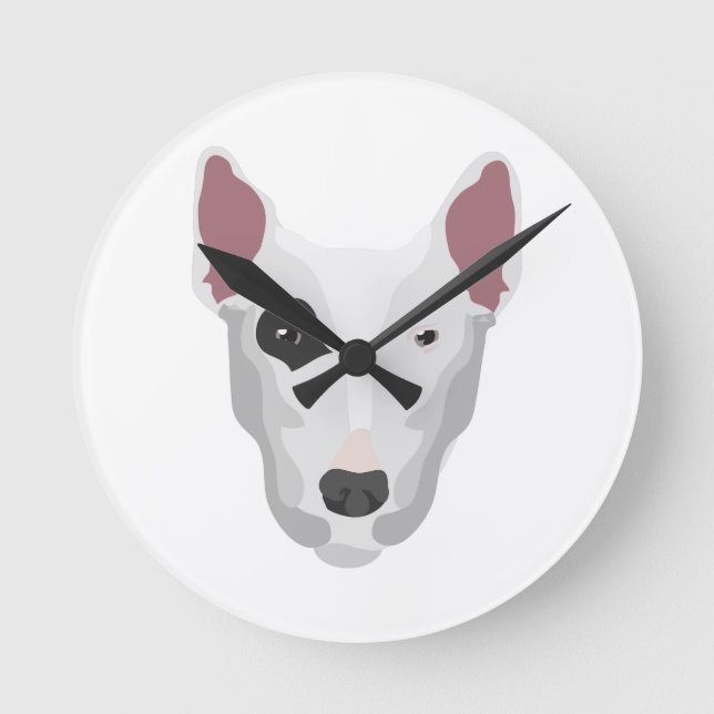 Terrier Head Runde Wanduhr (Vorderseite)