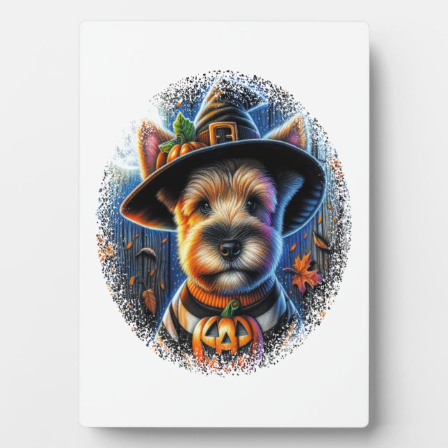 Terrier Hund Halloween Fotoplatte (Vorderseite)