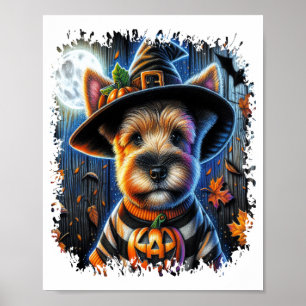 Terrier-Hund Halloween-Platz Poster