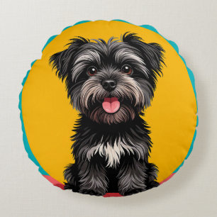 Terrier-Hundefan Geschenk Süßes Welpenporträt Rundes Kissen