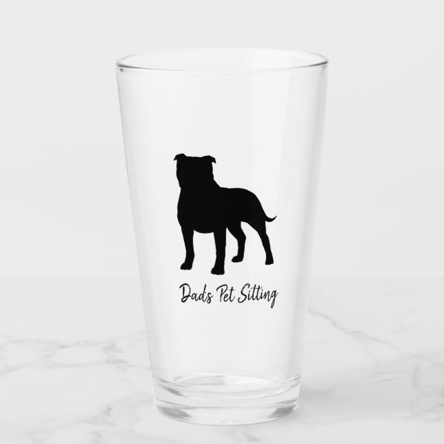 Terrier-HundeSilhouette Staffy Staffordshires Glas (Vorderseite)
