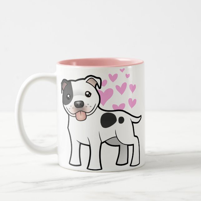 Terrier-Liebe Staffordshires Stier Zweifarbige Tasse (Links)