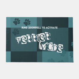 Terrier Mode Funny Dog Pawprints Dunkelgrau Fußmatte