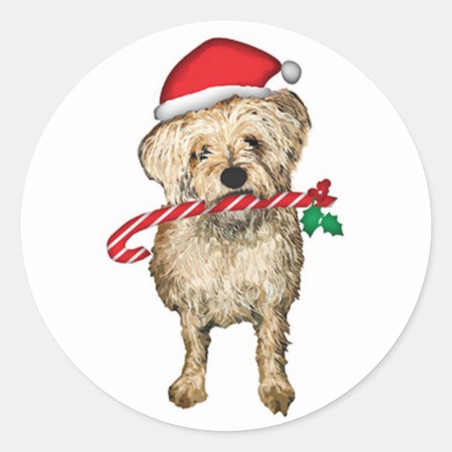Terrier niedlich Ohren Santa Sticker (Vorderseite)