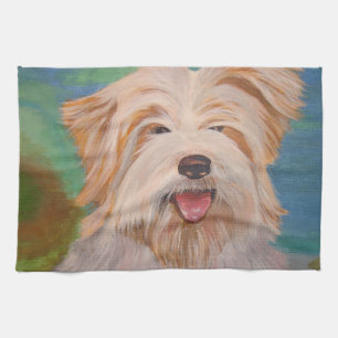 Terrier Portrait Niedlich Hunde Kunst Küchentuch