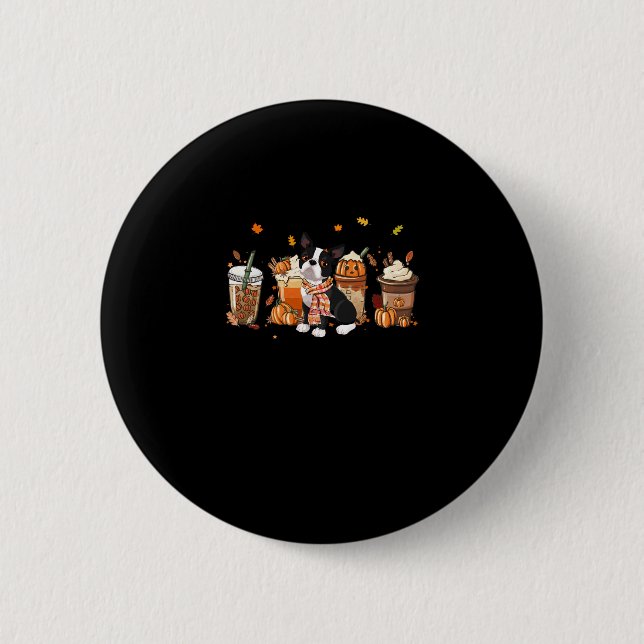 Terrier Pumpkin Gewürz Latte Iced Herbst Hund Fall Button (Vorderseite)