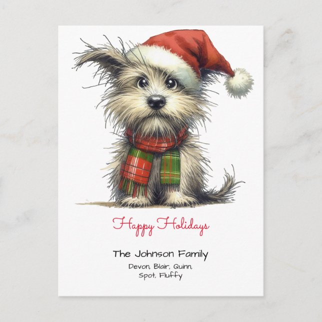 Terrier Puppy in einem glücklichen Urlaub in der W Postkarte (Vorderseite)