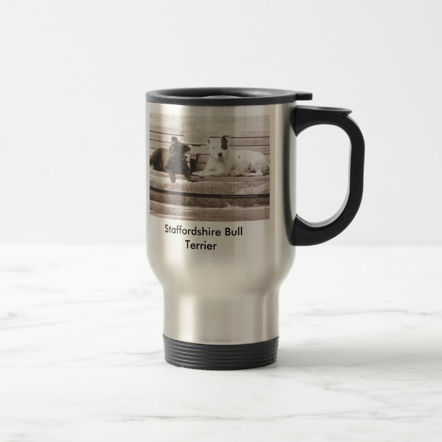 Terrier-Reise-Tasse Staffordshires Stier Reisebecher (Rechts)