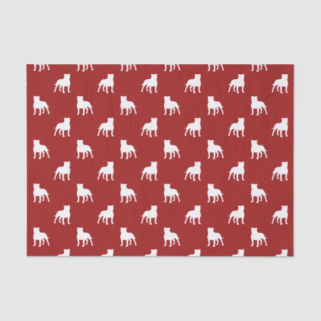 Terrier-Silhouette-Muster-Rot Staffordshires Stier Seidenpapier (Vorderseite)