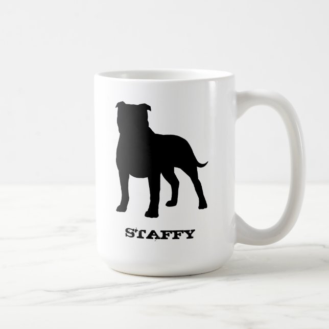 Terrier-Silhouette Staffy Hund Staffordshires Kaffeetasse (Rechts)