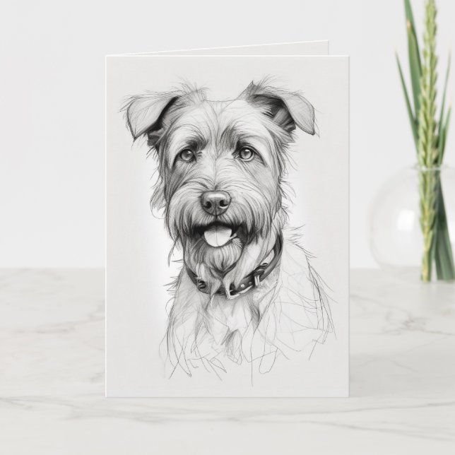 Terrier Sketch zum Geburtstag Karte (Vorderseite)