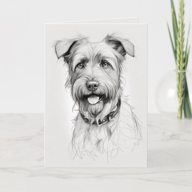 Terrier Sketch zum Nachdenken Karte (Vorderseite)